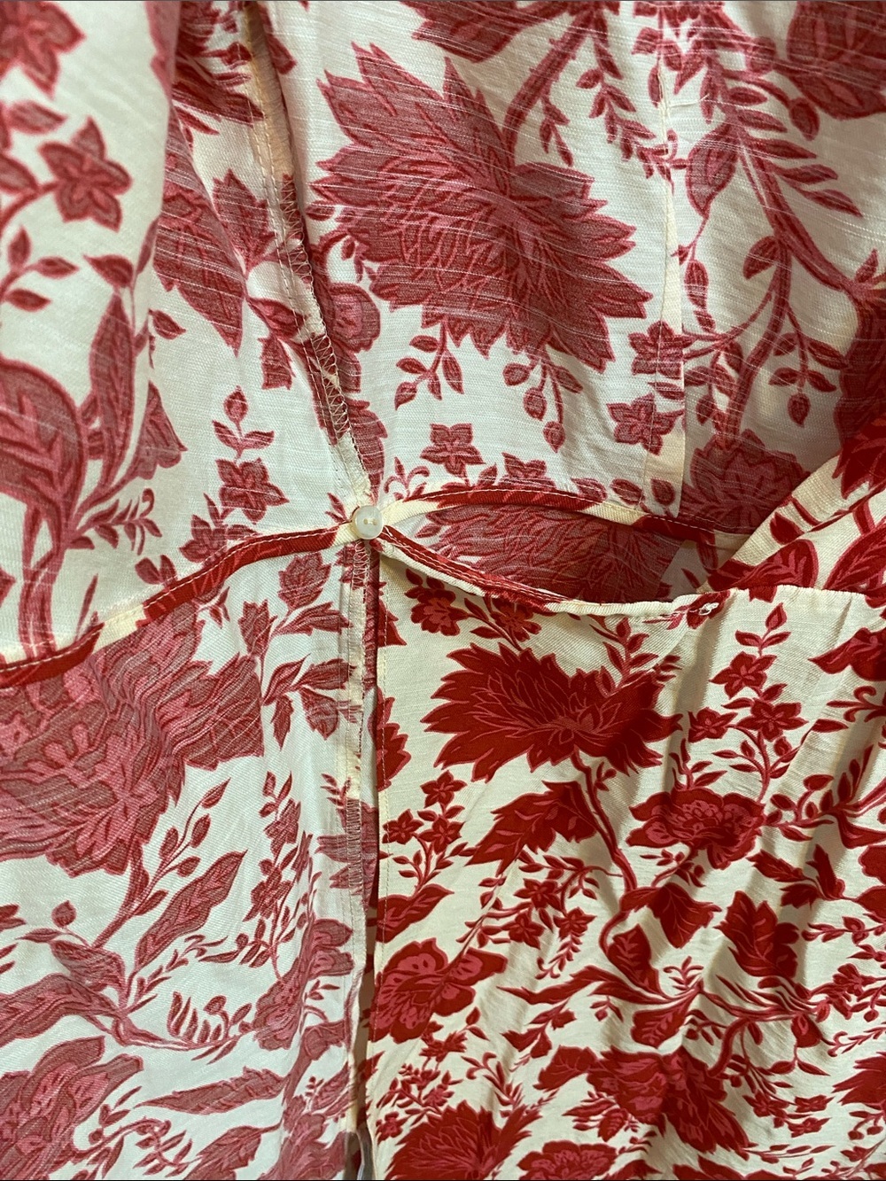 Mango Floral Wrap Cuánto Red Cream Dress Side Tie Women’s Size 4 Summer Office - Picture 7 of 10
